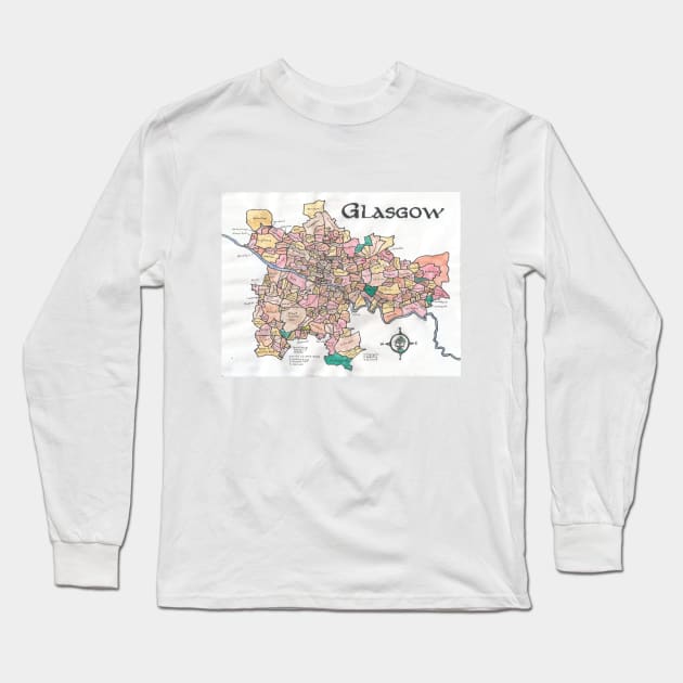 Glasgow Long Sleeve T-Shirt by PendersleighAndSonsCartography